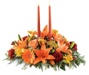 Bright Autumn Centerpiece from Backstage Florist in Richardson, Texas